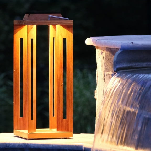 Brilliance Outdoor Teakwood Solar Outdoor Hanging Lanterns, Rust Resistant, 1 Count