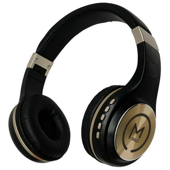 Serenity Stereo Wireless Headphones With Microphone, Black With Gold Accents | Bundle of 5 Each
