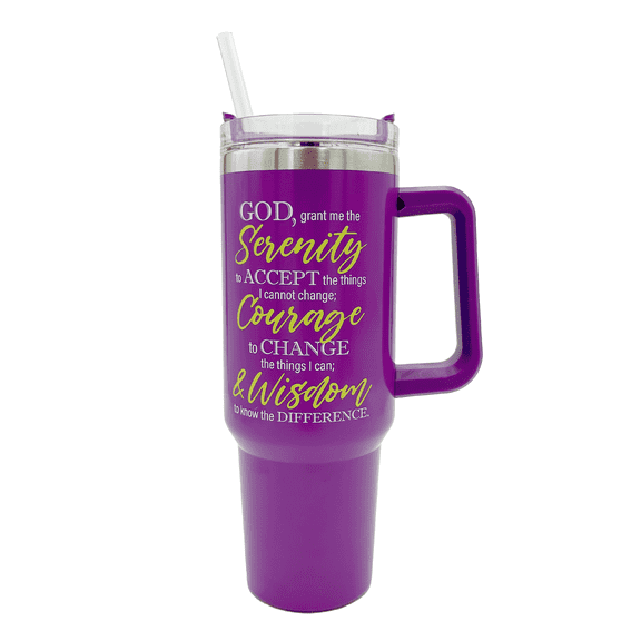 40oz Christian Tumbler for Women with Handle, Straw & Leak-Proof Lid  Insulated Stainless Steel Travel Mug with Bible Verses & Inspirational Quotes  Faith-Based Gift for Her  Serenity