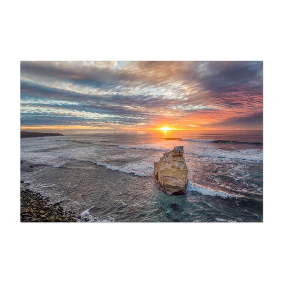 Serenity at Sunset Cliffs - San Diego California Photography Sunset Ocean Waves Beach Coast Nature Scenic Unframed Wall Art Print 4 x 6 inches