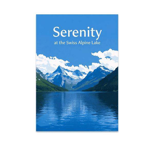 Serenity at the Swiss Alpine Lake - Nature Art Lover - 13x19 Poster Print
