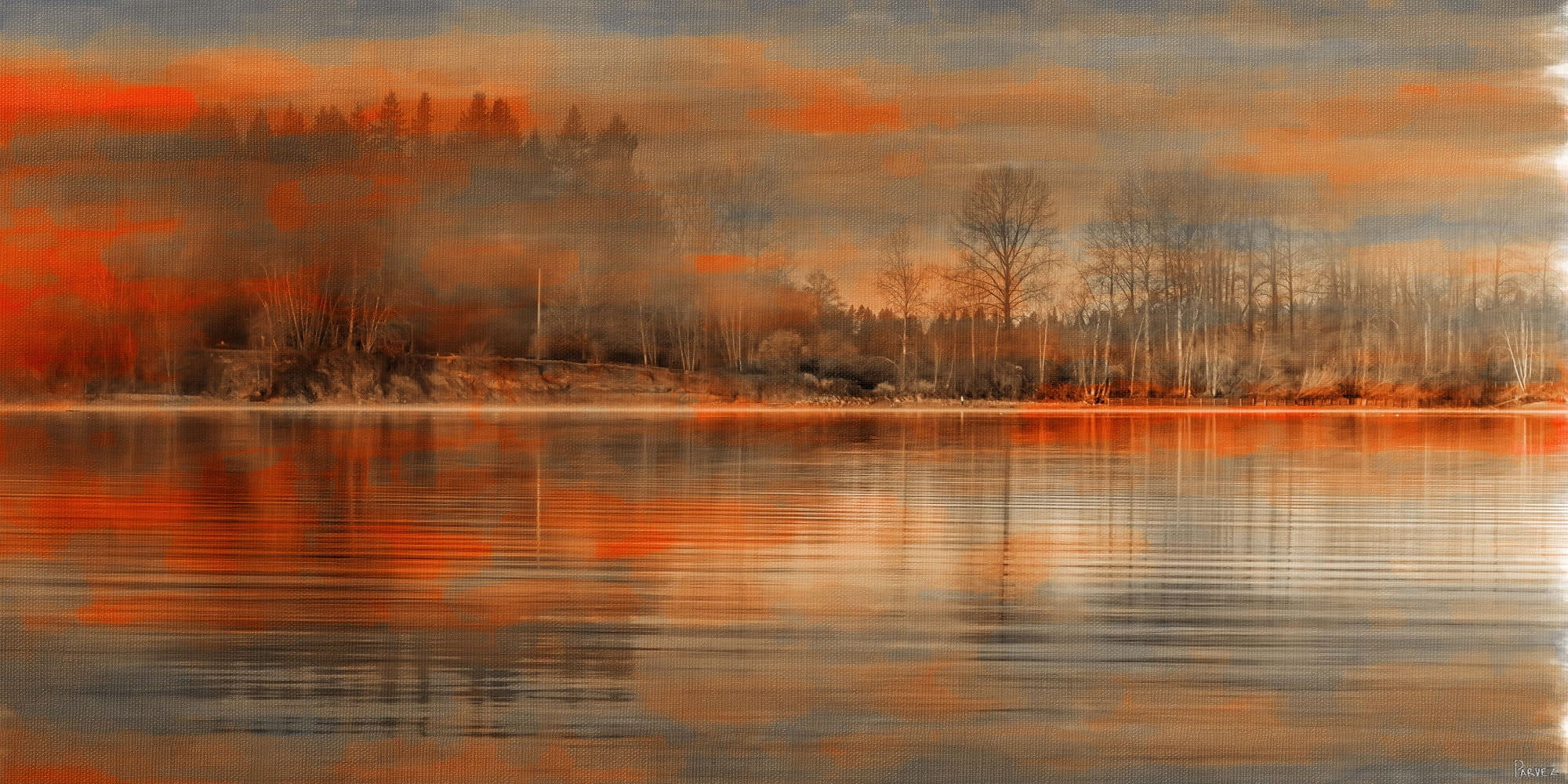 Serenity Orange and Brown Abstract Canvas Wall Art