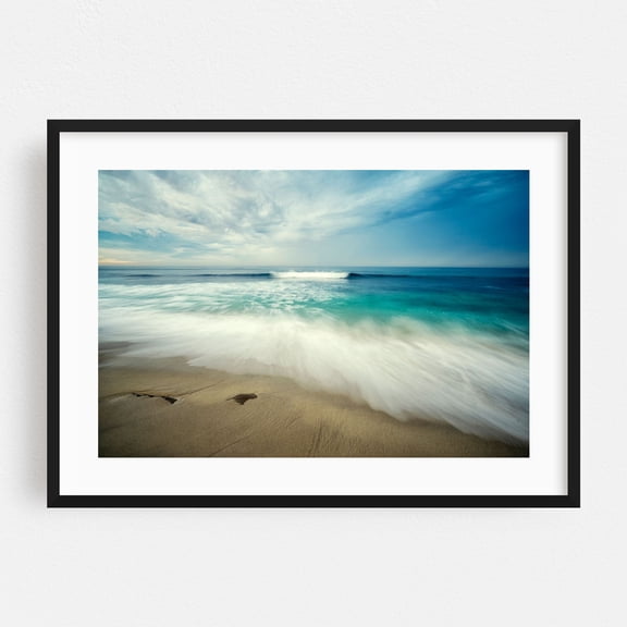 Serenity's Edge - San Diego California Photography Waves Beach Ocean Seascape Coastal Nature Minimalist Black Framed Wall Art Print 5 x 7 inches