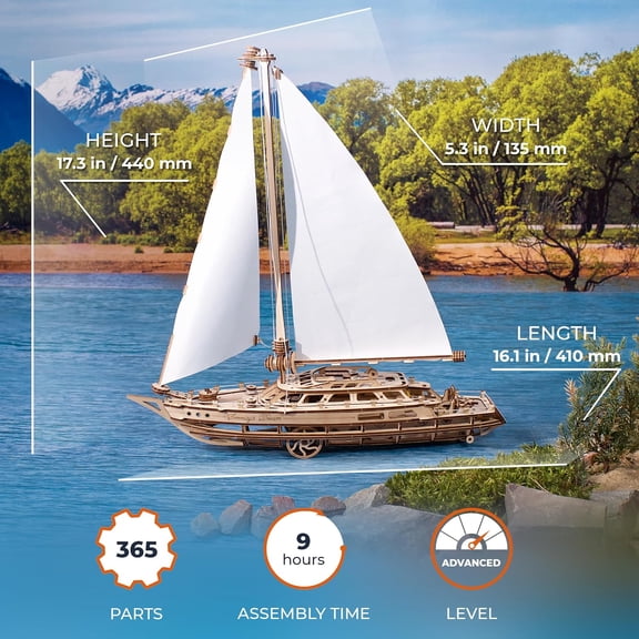 Serenitys  Model Yacht - Model Ships Kits for Adults - Wooden Models to Build for Adults - 3D Puzzles Adult Ship Model Kit -  Wooden Model Boats for Enthusiasts
