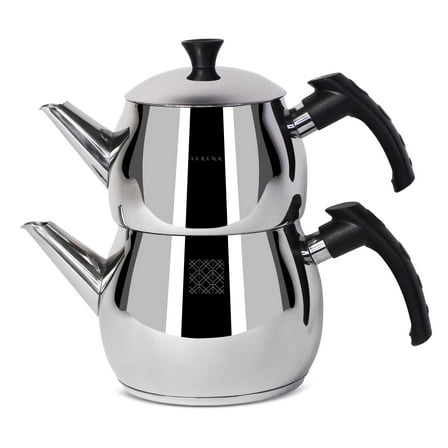 Serenk Traditional Turkish Stainless Steel Teapot with Induction Base