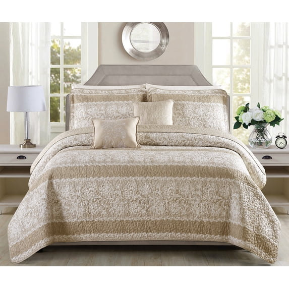 Serenta Emma 5 Piece Printed Microfiber Quilts Set