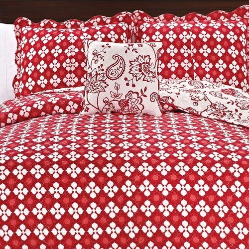 Serenta Paisley Flowers 4 Piece Reversible Coverlet Set