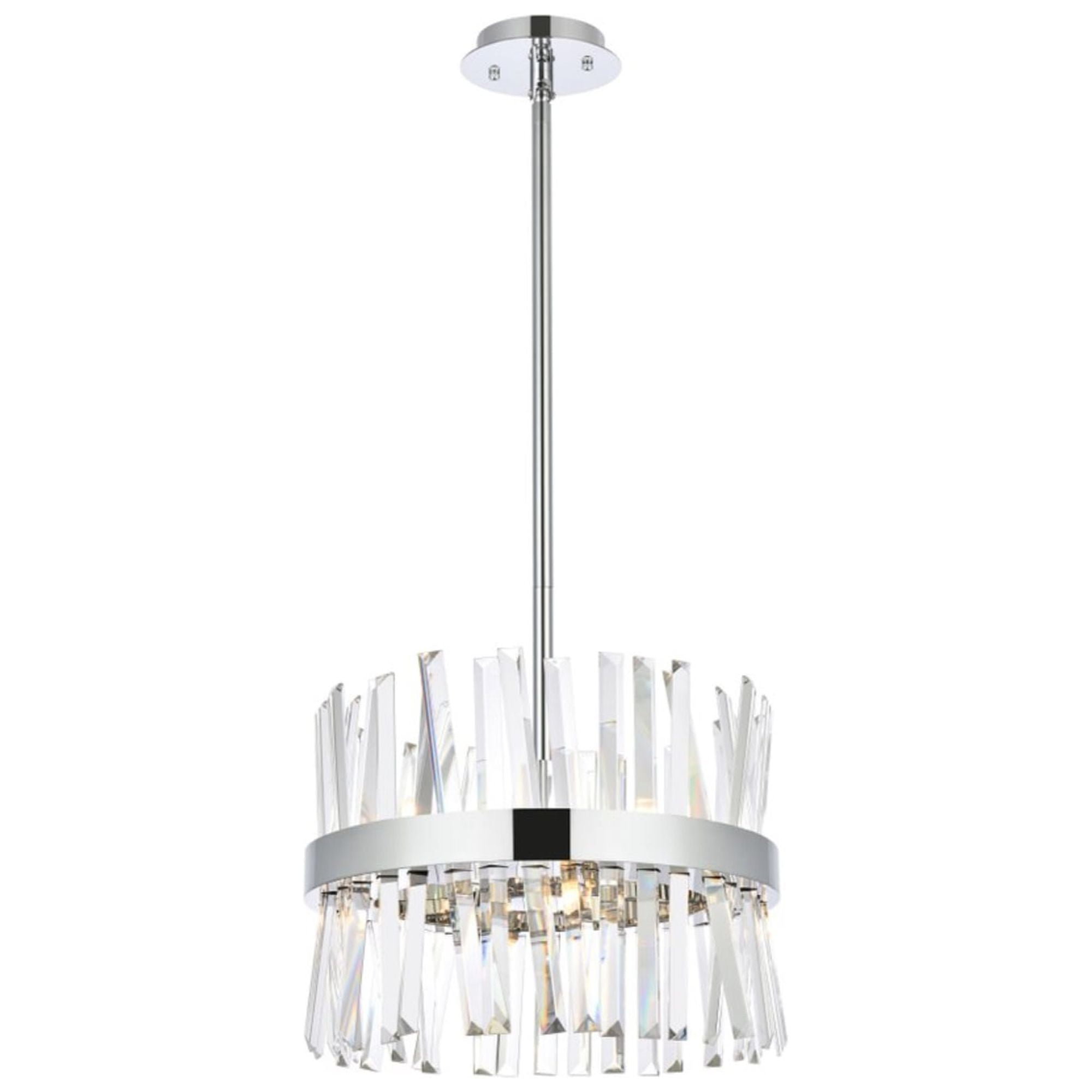 Serephina 16" Crystal Round Pendant Light in Chrome