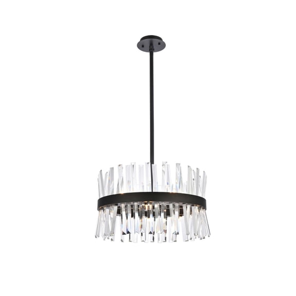 Serephina 20 inch crystal round pendant light in black