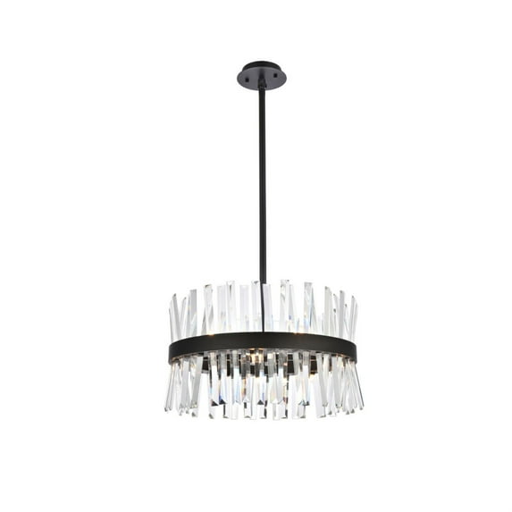 Serephina 20 inch crystal round pendant light in black