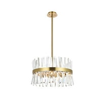 Serephina 20 inch crystal round pendant light in satin gold