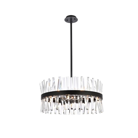 Serephina 25 inch crystal round pendant light in black