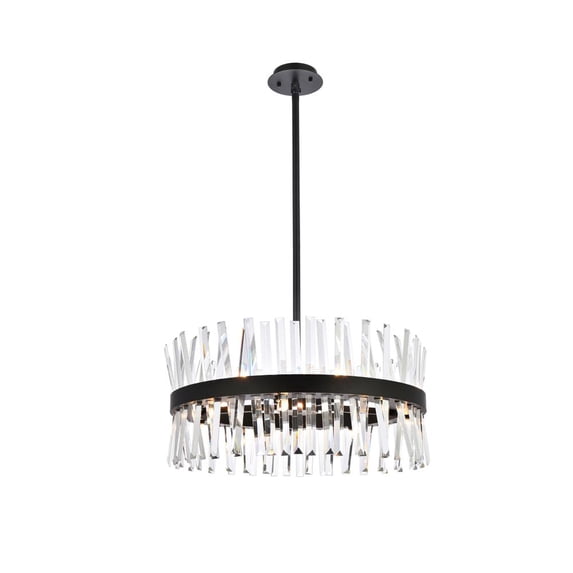 Serephina 25 inch crystal round pendant light in black