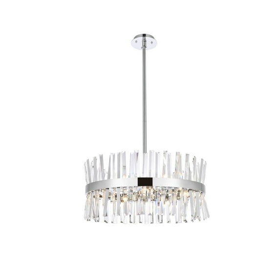 Serephina 25 inch crystal round pendant light in chrome