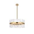 thumbnail image 1 of Serephina 25 inch crystal round pendant light in satin gold, 1 of 9