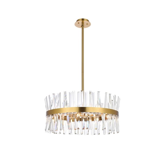 Serephina 25 inch crystal round pendant light in satin gold