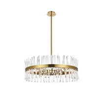 Serephina 32 inch crystal round chandelier light in satin gold