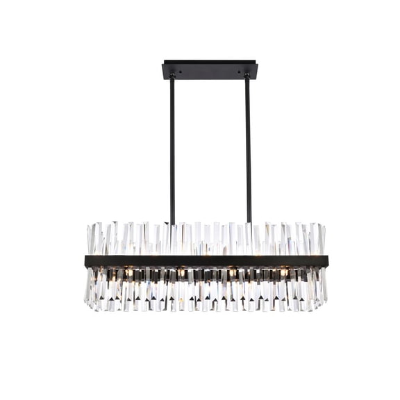 Serephina 36 inch crystal rectangle chandelier light in black