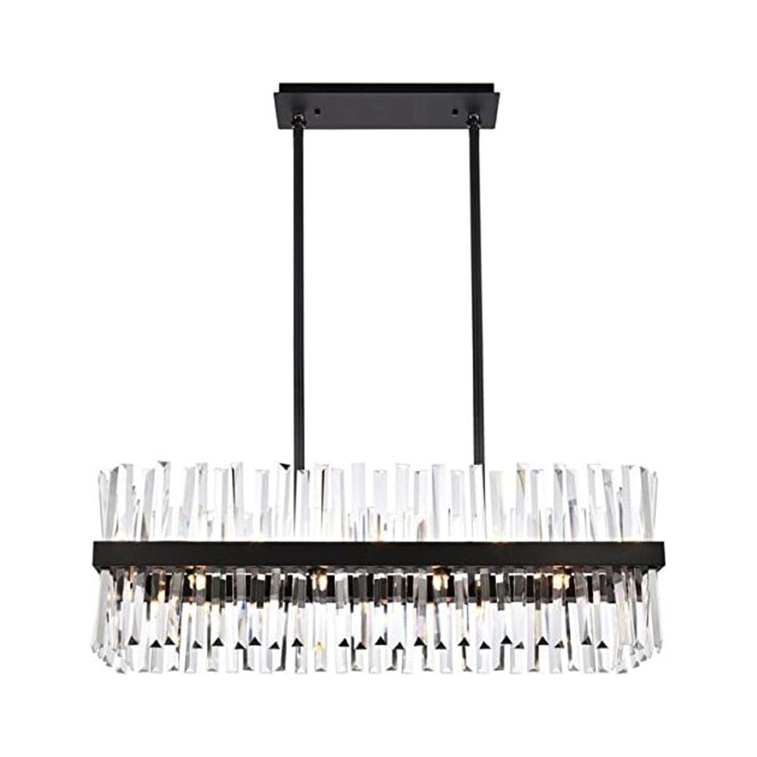 Serephina Black Crystal 20-Light Rectangular Chandelier