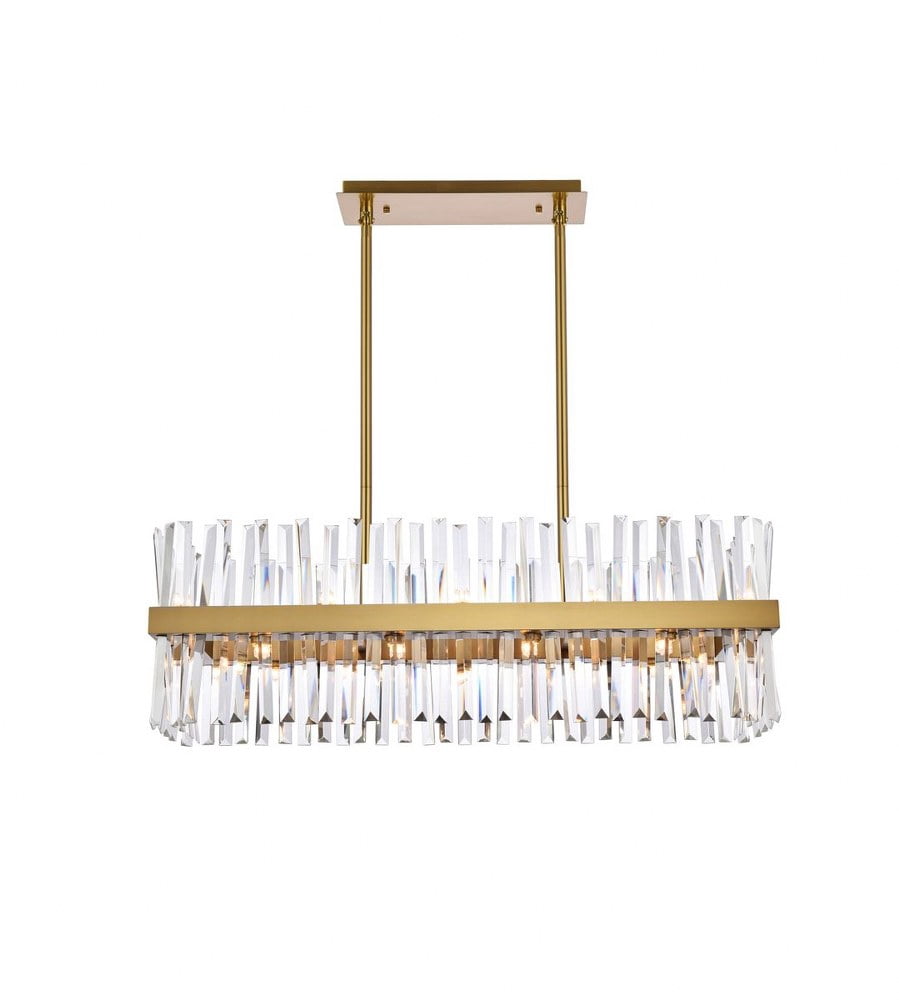 Serephina 36 inch crystal rectangle chandelier light in satin gold ...