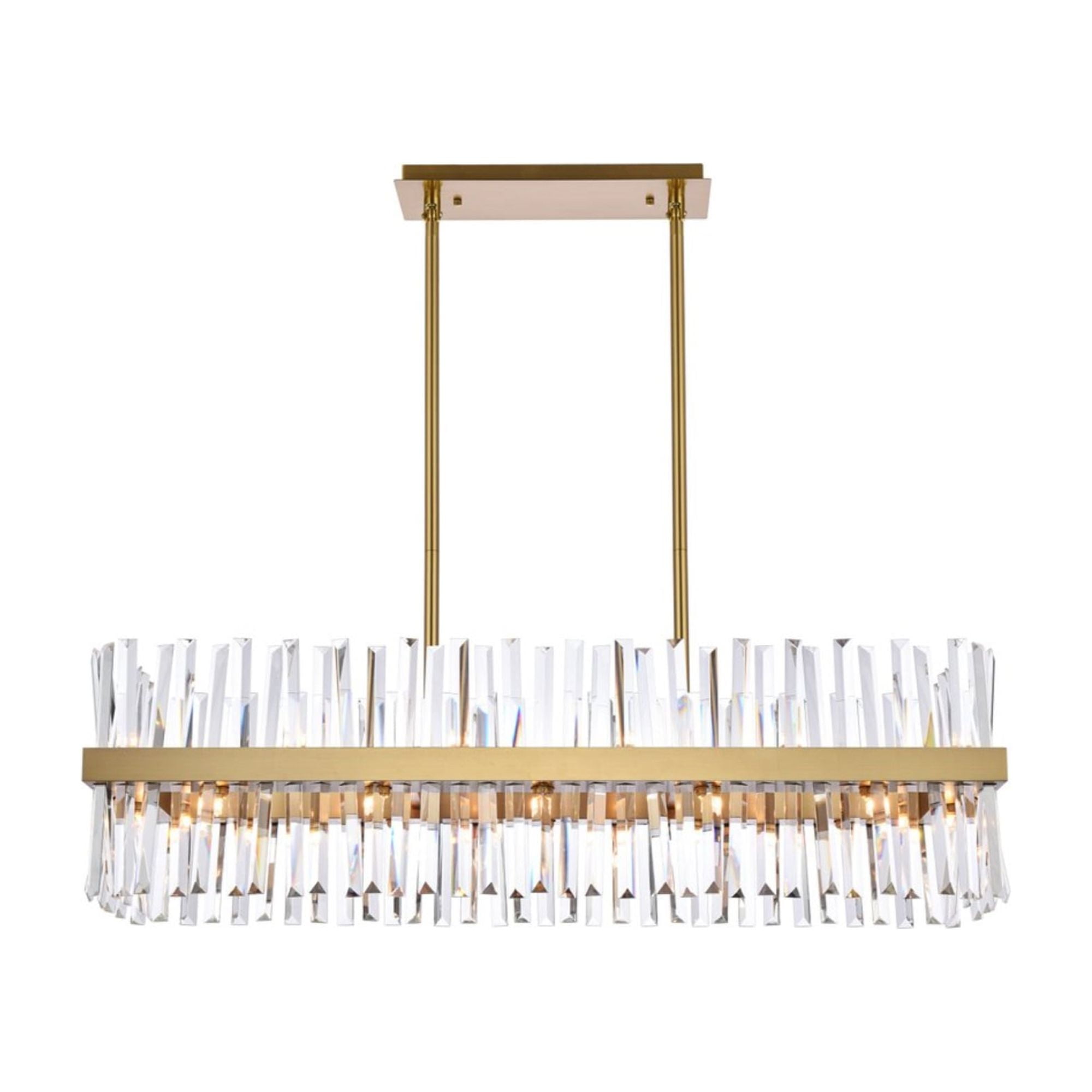 Serephina 42 inch crystal rectangle chandelier light in satin gold ...