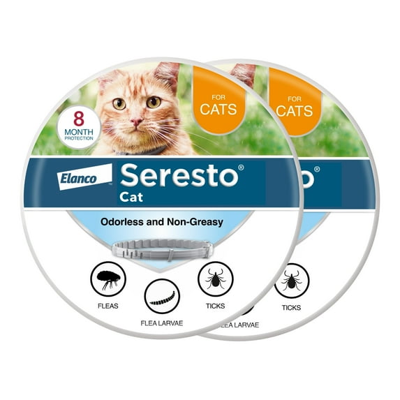 Seresto Flea & Tick Collar For Cats, Vet-Recommended, Protects for 8 Months (2 Pack)