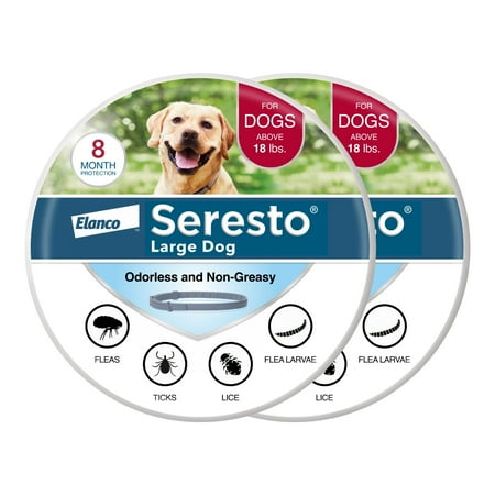 Seresto Flea & Tick Collar For Dogs Over 18 lbs., Vet-Recommended, 8 Month Protection 2pk