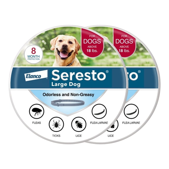 Seresto Flea & Tick Collar For Dogs Over 18 lbs., Vet-Recommended, 8 Month Protection 2pk