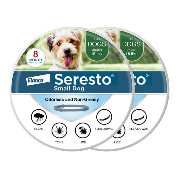 Seresto Vet-Recommended 8-Month Flea & Tick Prevention Collar for Small Dogs under 18 lbs, 2 Pack