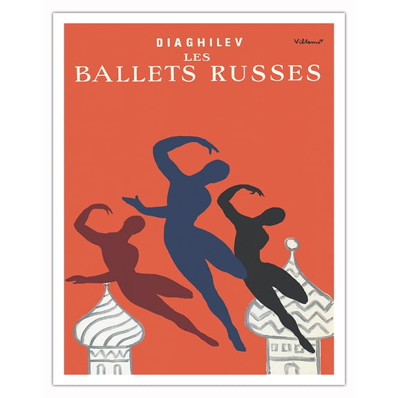 Serge Diaghilev’s The Ballets Russes - Vintage Dance Poster by Bernard Villemot c.1979 - Fine Art Matte Paper Print (Unframed) 11x14in