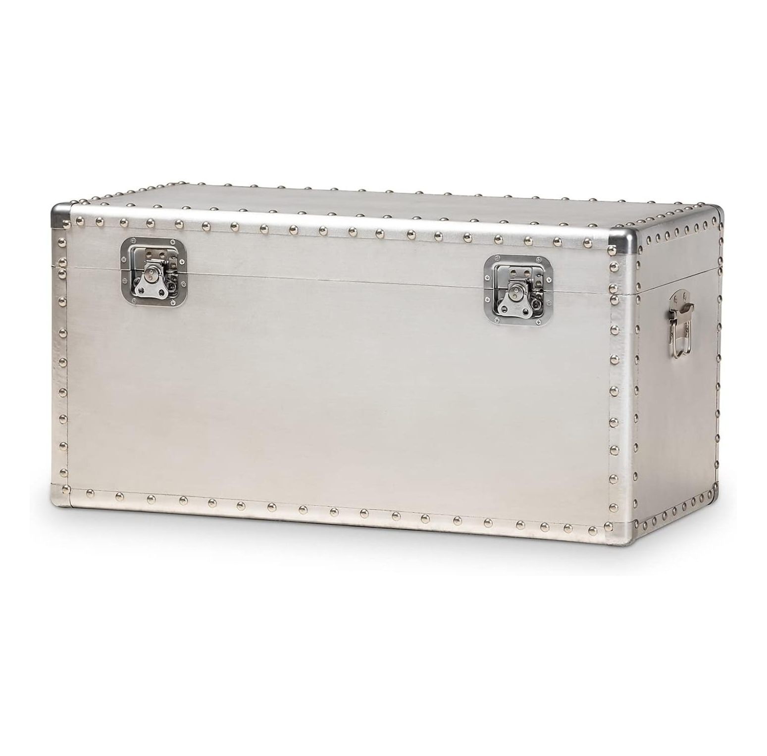 Serge French Industrial Silver Metal Storage Trunk - Walmart.com