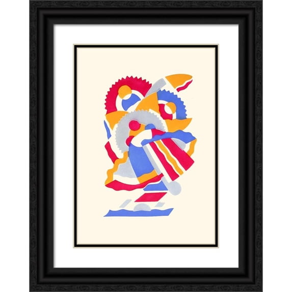 Serge Gladky 18x24 Black Ornate Framed Double Matted Museum Art Print Titled: Flowers, Text and Twenty-Six Collar Plates Pl 18 (1929)