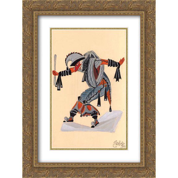 Serge Sudeikin 2x Matted 18x24 Gold Ornate Framed Art Print 'Costume design for Venetian madmen - Jester'