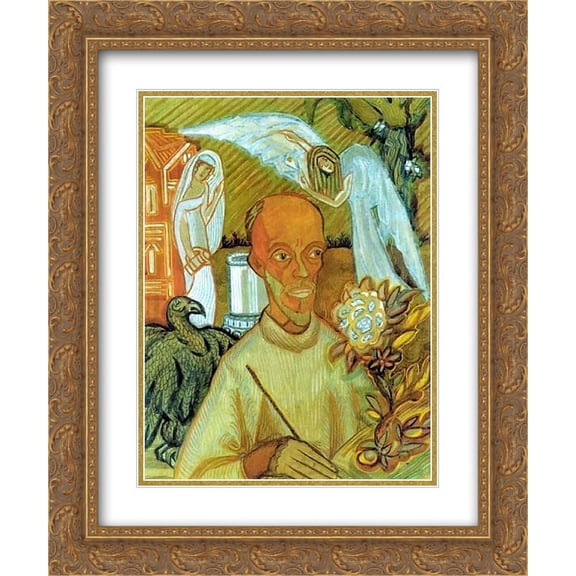 Serge Sudeikin 2x Matted 20x24 Gold Ornate Framed Art Print 'Portrait of N. I. Kulbin. Caricature.'