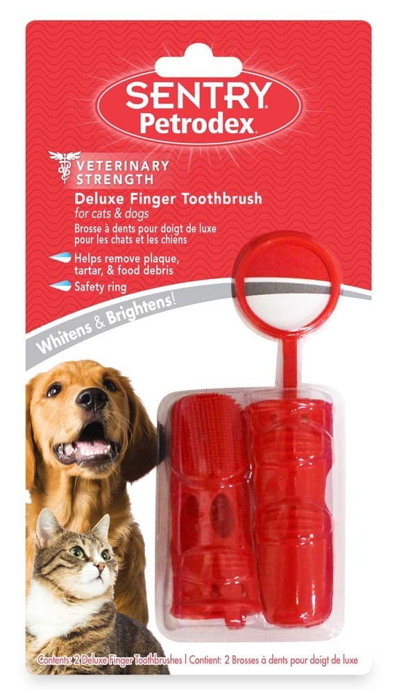 Sergeant S Pet Specialty-Petrodex Deluxe Finger Toothbrush For Dog And Cat- Red 2 Pack 22445