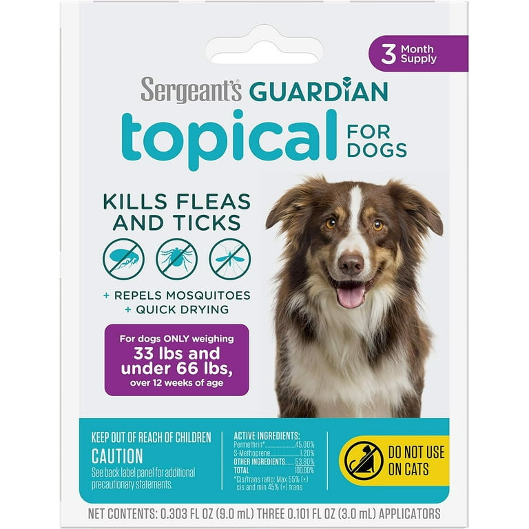 Sergeant s Guardian Topical Flea Tick Treatment for Dogs 33 66 lbs 3 Month Supply 3 Count Walmart
