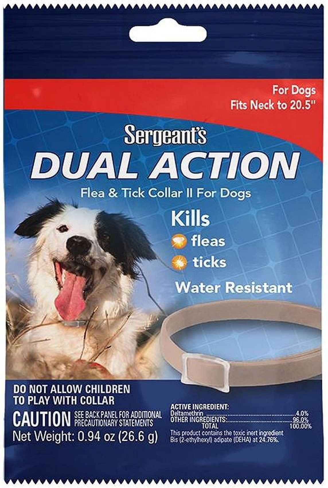 Sergeants Dual Action Flea and Tick Collar II for Dogs Neck Size 20.5 Inch Dog Flea Tick Collars 1 count Walmart