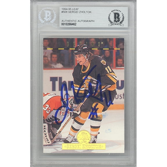 Sergei Zholtok Autographed 1994-95 Leaf Card #508 Boston Bruins Beckett BAS #10266462