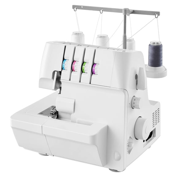 Serger Overlock Sewing Machine, 1250 Stitches Per Minute, 2 to 4 Thread, 0.7 to 2 Differential Feed, Free Arm, LED Light, White