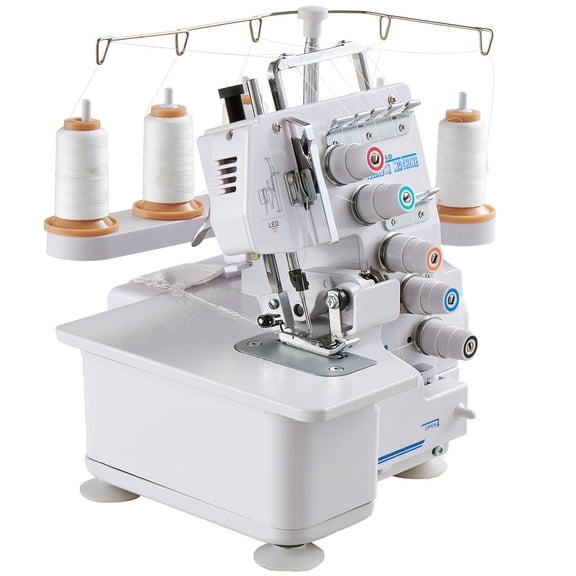 Serger Overlock Sewing Machine, 1250 Stitches Per Minute, 3 and 4 Thread Capability, with LED Light and Strong Suction Feet, Heavy-Duty Metal Frame Sewing Machine for Various Fabrics, White
