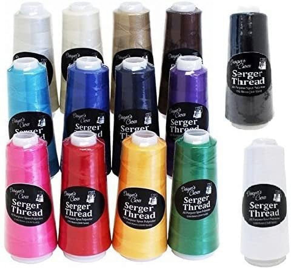 Serger Quilting Embroidery Thread Cones - 1500M Bundle of 14 Assorted Colors: