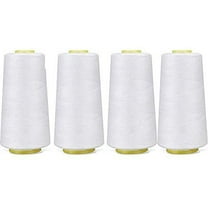 Serger Thread, All Purpose 100% Polyester, White, 4 Pack of 6000 Yard Each Spool
