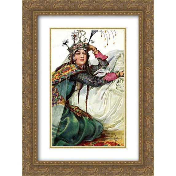 Sergey Solomko 2x Matted 20x24 Gold Ornate Framed Art Print 'Queen Azvyakovna'