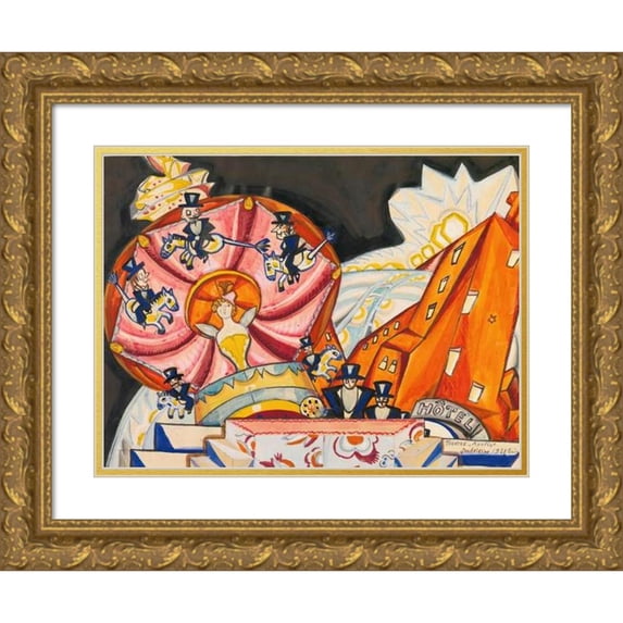 Sergey Yurievich Sudeikin 14x11 Gold Ornate Wood Frame and Double Matted Museum Art Print Titled - Theater of the Apollo, Paris (1921)
