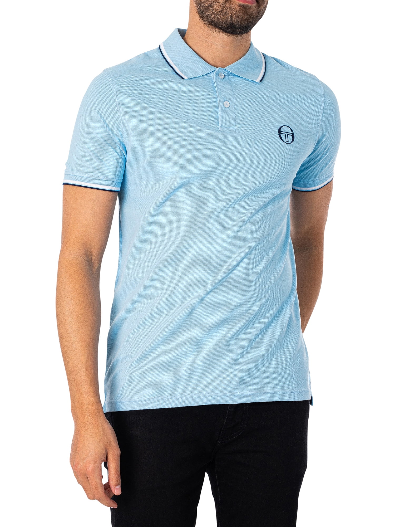 Sergio Tacchini Polos à manches courtes Stripe Iconic Small Logo Homme Noir