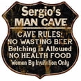 thumbnail image 1 of Sergio's Man Cave Rules Sign Shield Metal Gift 211110007349, 1 of 1
