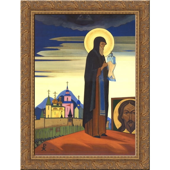 Sergius of Radonezh 24x18 Gold Ornate Wood Framed Canvas Art by Nicholas Roerich