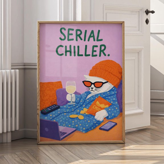Serial Chiller Cat Cozy Home Poster Unframed Paper Print