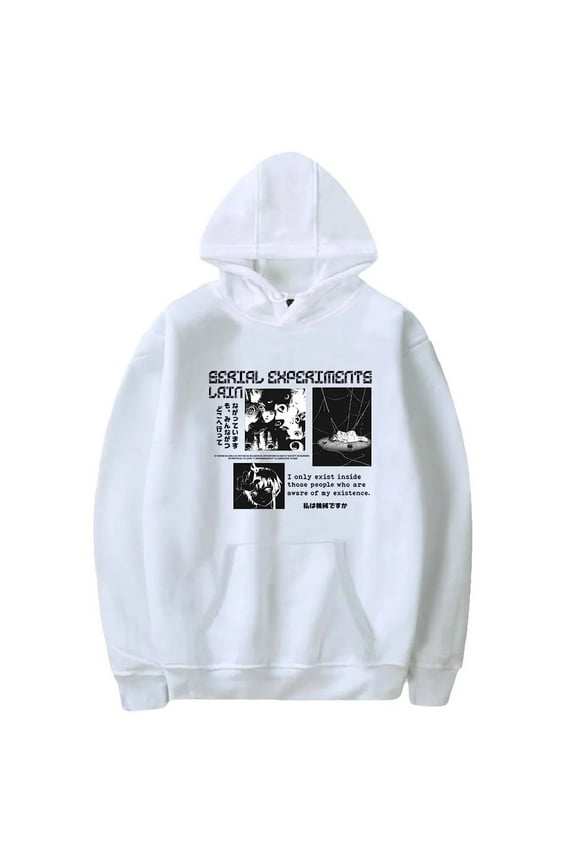 Serial Experiments Lain Anime Hooded Long Sleeve Sweatshirt Inspired Casual Streetwear Fashion for Men and Women