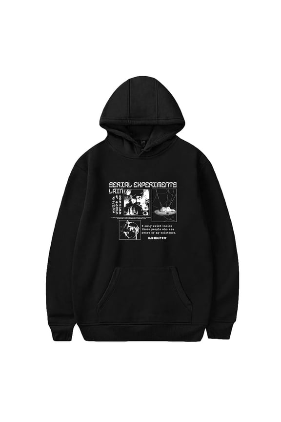 Serial Experiments Lain Anime Hooded Long Sleeve Sweatshirt Men Women Streetwear Casual Fashion Clothes